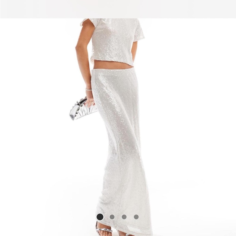ASOS White Sequin Maxi Skirt